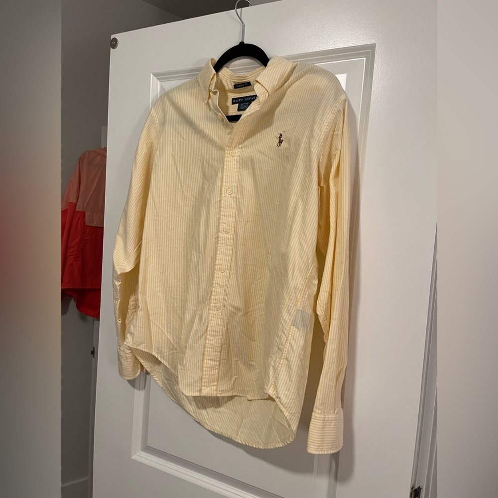 Polo Ralph Lauren Yellow Striped Collared Shirt